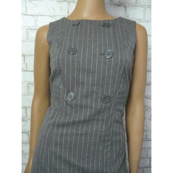 Tex by MaxAzria Dark Grey Wool-Like Pin Stripe Sheath Dress XS NWT - Picture 2 of 9